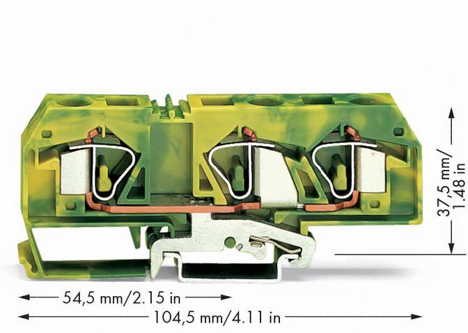 WAGO 283-677 Schutzleiterklemme 12 mm Zugfeder Belegung: PE Grün, Gelb 20 St.