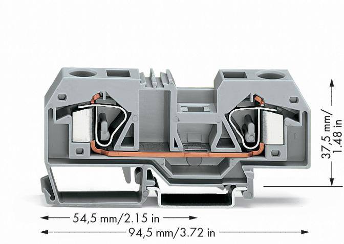 'Graumodul mit Kupferdrahtanschluss' mit Maßen 54,5 mm x 94,5 mm x 37,5 mm, zeigt ein Technikelement.