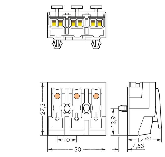 WAGO Netzanschlussklemme starr: 0.5-1.5mm² Polzahl: 3 294-5053 500 St. Weiß