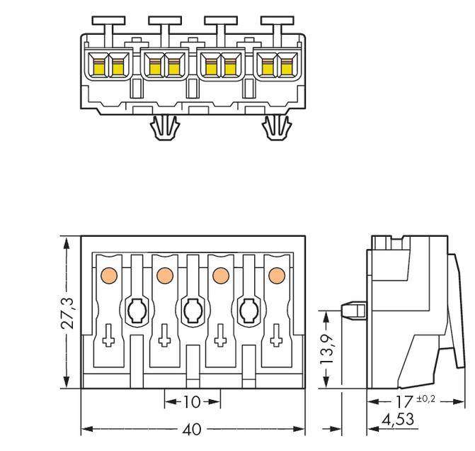 Netzanschlussklemme starr: 0.5-1.5 mm² Polzahl: 4 WAGO 500 St. Weiß