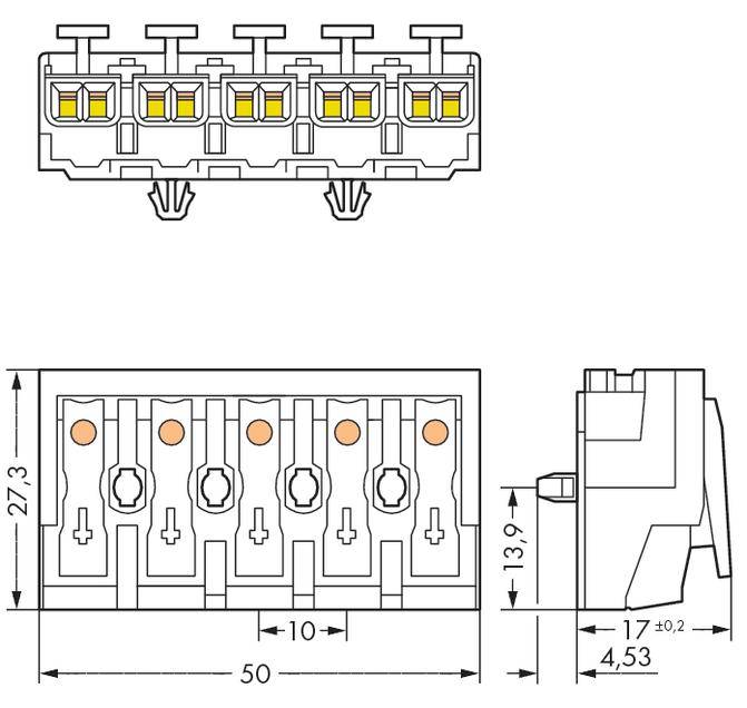 WAGO Netzanschlussklemme starr: 0.5-1.5mm² Polzahl: 5 250 St. Weiß