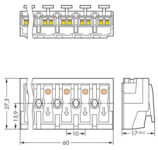 Netzanschlussklemme starr: 0.5-1.5 mm² Polzahl: 6 WAGO 250 St. Weiß