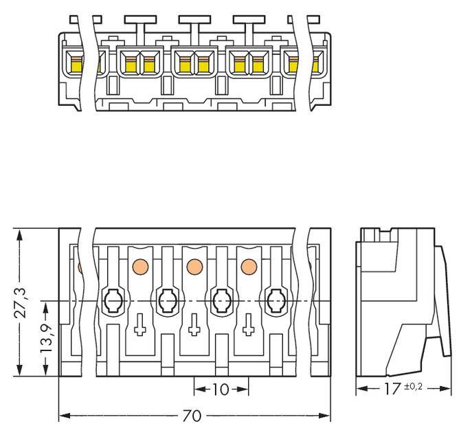 WAGO Netzanschlussklemme starr: 0.5-1.5mm² Polzahl: 7 200 St. Weiß