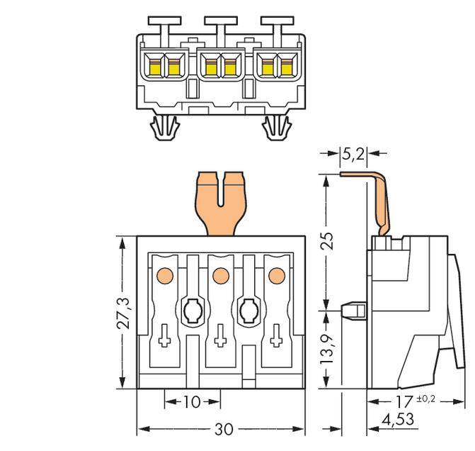 WAGO Netzanschlussklemme starr: 0.5-1.5mm² Polzahl: 3 294-4213 500 St. Weiß