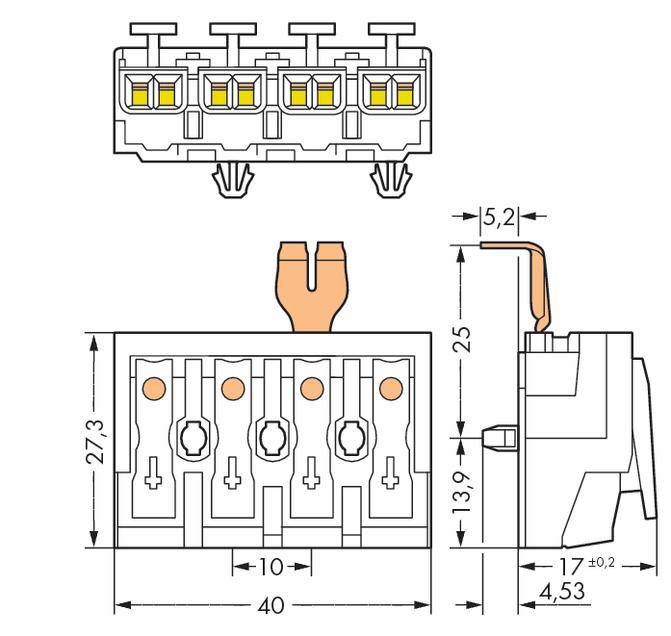 Netzanschlussklemme starr: 0.5-1.5 mm² Polzahl: 4 WAGO 500 St. Weiß