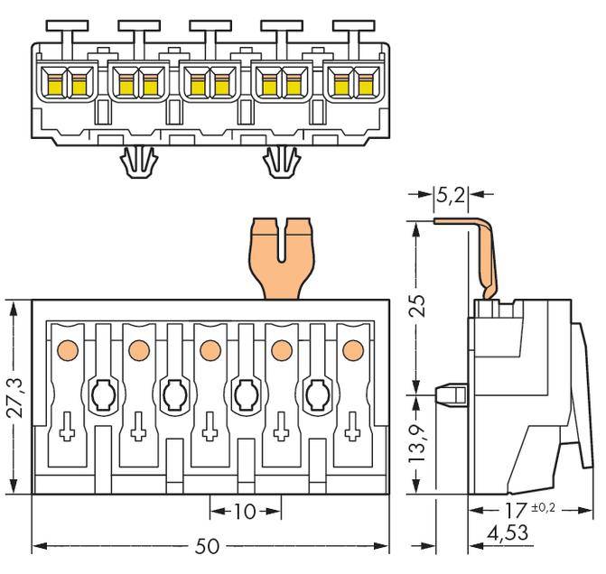 Netzanschlussklemme starr: 0.5-1.5 mm² Polzahl: 5 WAGO 250 St. Weiß
