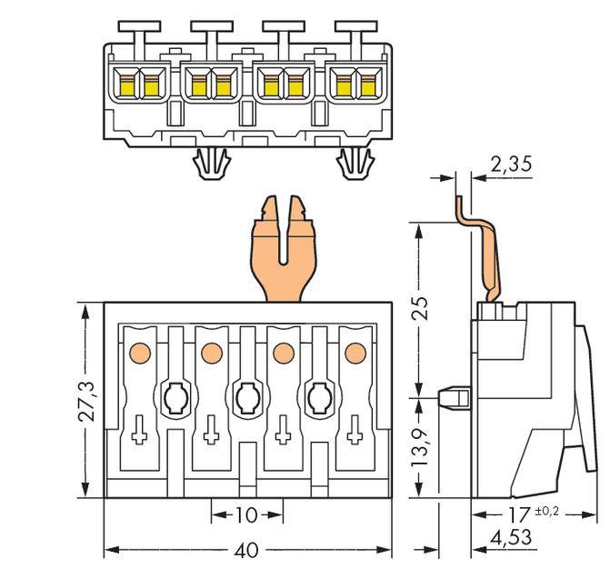 Netzanschlussklemme starr: 0.5-1.5 mm² Polzahl: 4 WAGO 500 St. Weiß