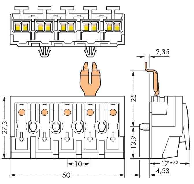 WAGO Netzanschlussklemme starr: 0.5-1.5mm² Polzahl: 5 250 St. Weiß