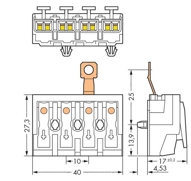 Netzanschlussklemme starr: 0.5-1.5 mm² Polzahl: 4 WAGO 500 St. Weiß
