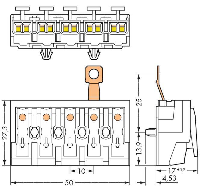 Netzanschlussklemme starr: 0.5-1.5 mm² Polzahl: 5 WAGO 250 St. Weiß