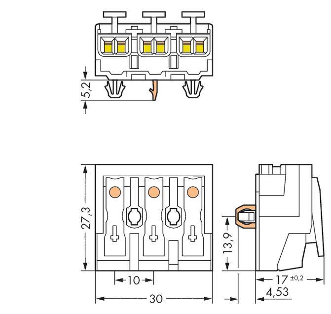 WAGO Netzanschlussklemme starr: 0.5-1.5mm² Polzahl: 3 294-5153 500 St. Weiß