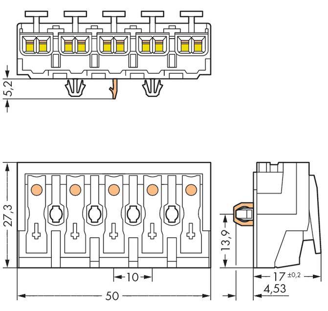 Netzanschlussklemme starr: 0.5-1.5 mm² Polzahl: 5 WAGO 250 St. Weiß