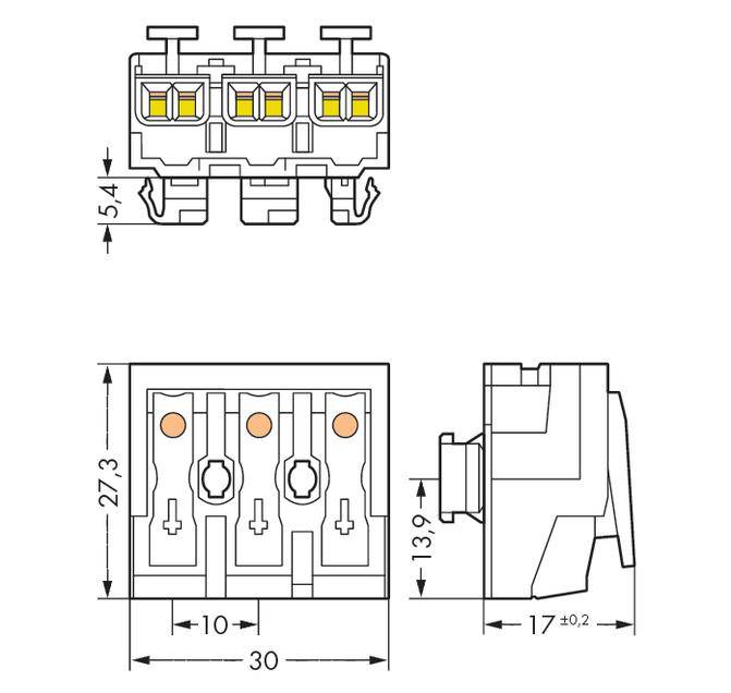 Netzanschlussklemme starr: 0.5-2.5 mm² Polzahl: 3 WAGO 500 St. Weiß