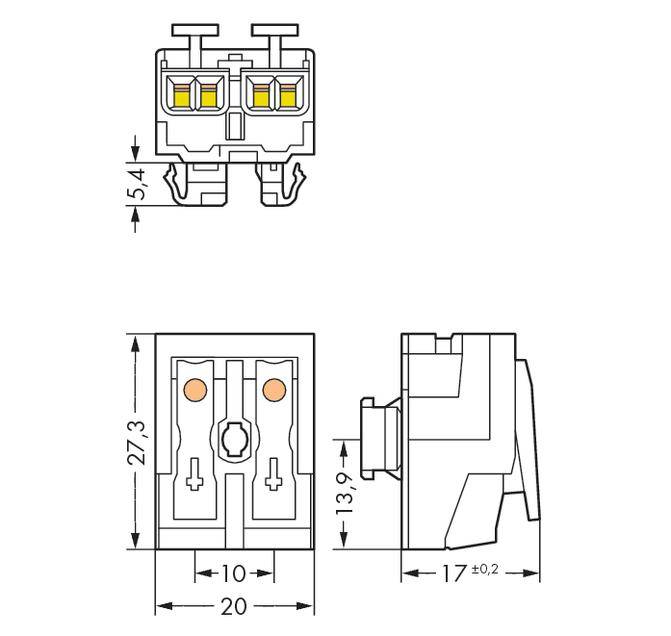WAGO Netzanschlussklemme starr: 0.5-2.5mm² Polzahl: 2 1000 St. Weiß