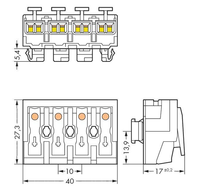 WAGO Netzanschlussklemme starr: 0.5-2.5mm² Polzahl: 4 500 St. Weiß