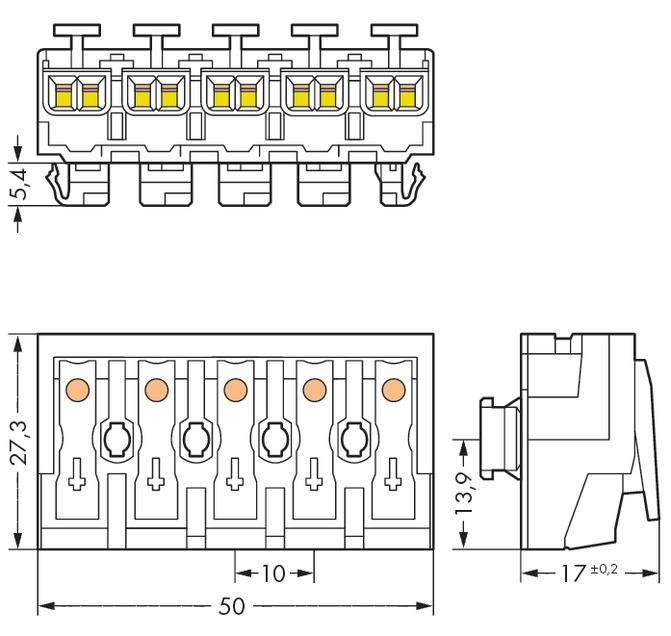 Netzanschlussklemme starr: 0.5-2.5 mm² Polzahl: 5 WAGO 250 St. Weiß