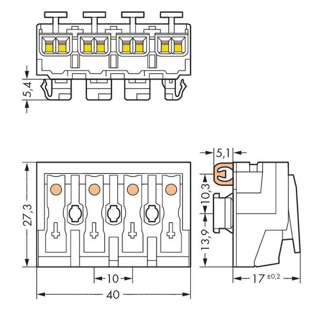 WAGO Netzanschlussklemme starr: 0.5-2.5mm² Polzahl: 4 500 St. Weiß