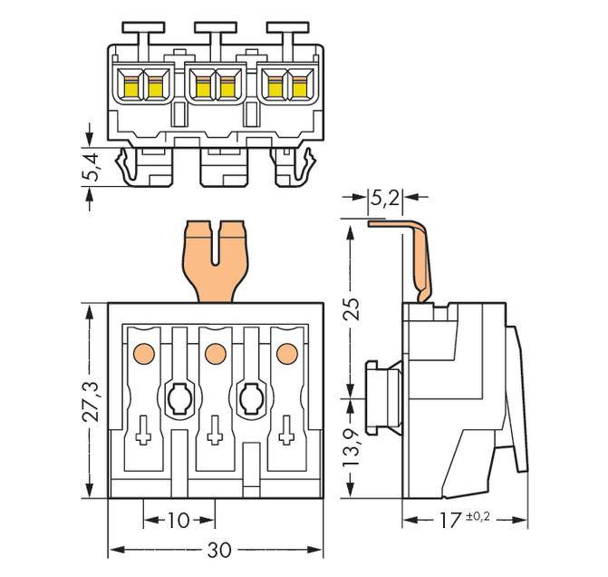 WAGO Netzanschlussklemme starr: 0.5-2.5mm² Polzahl: 3 500 St. Weiß
