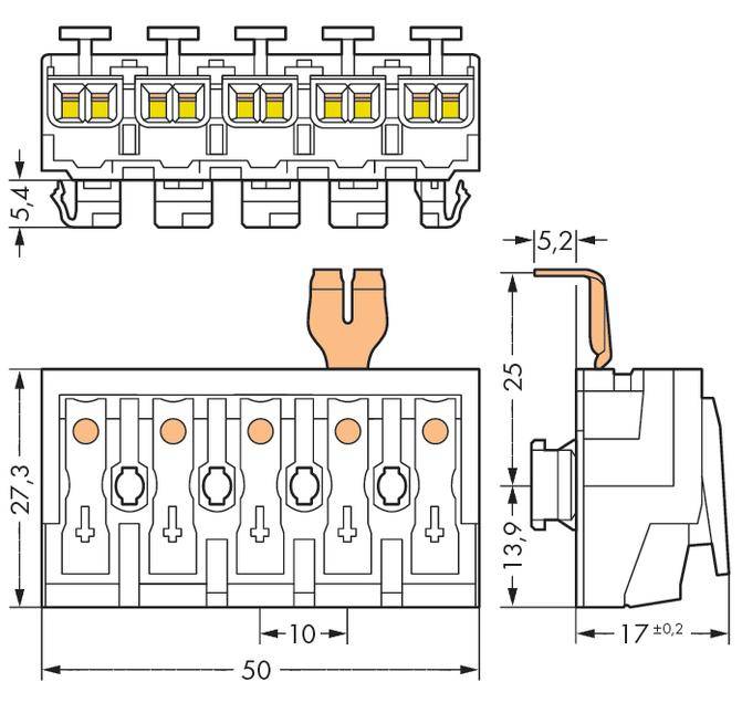 Netzanschlussklemme starr: 0.5-2.5 mm² Polzahl: 5 WAGO 250 St. Weiß