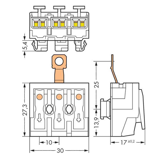 Netzanschlussklemme starr: 0.5-2.5 mm² Polzahl: 3 WAGO 500 St. Weiß