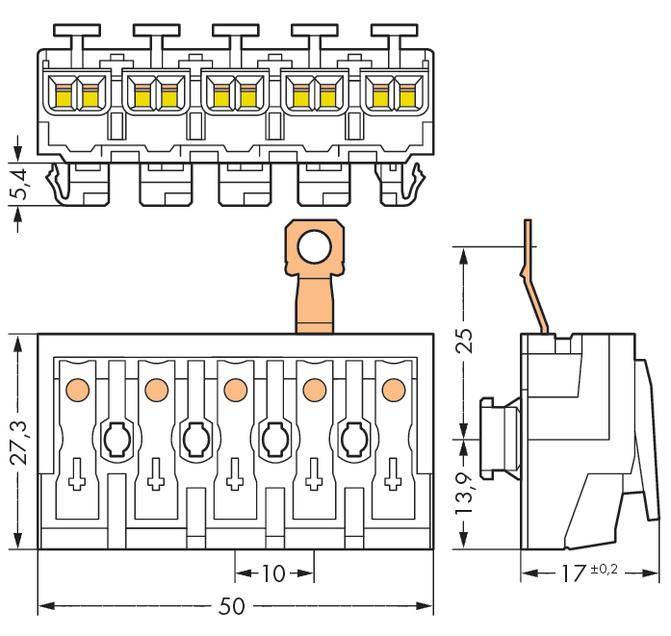 Netzanschlussklemme starr: 0.5-2.5 mm² Polzahl: 5 WAGO 250 St. Weiß