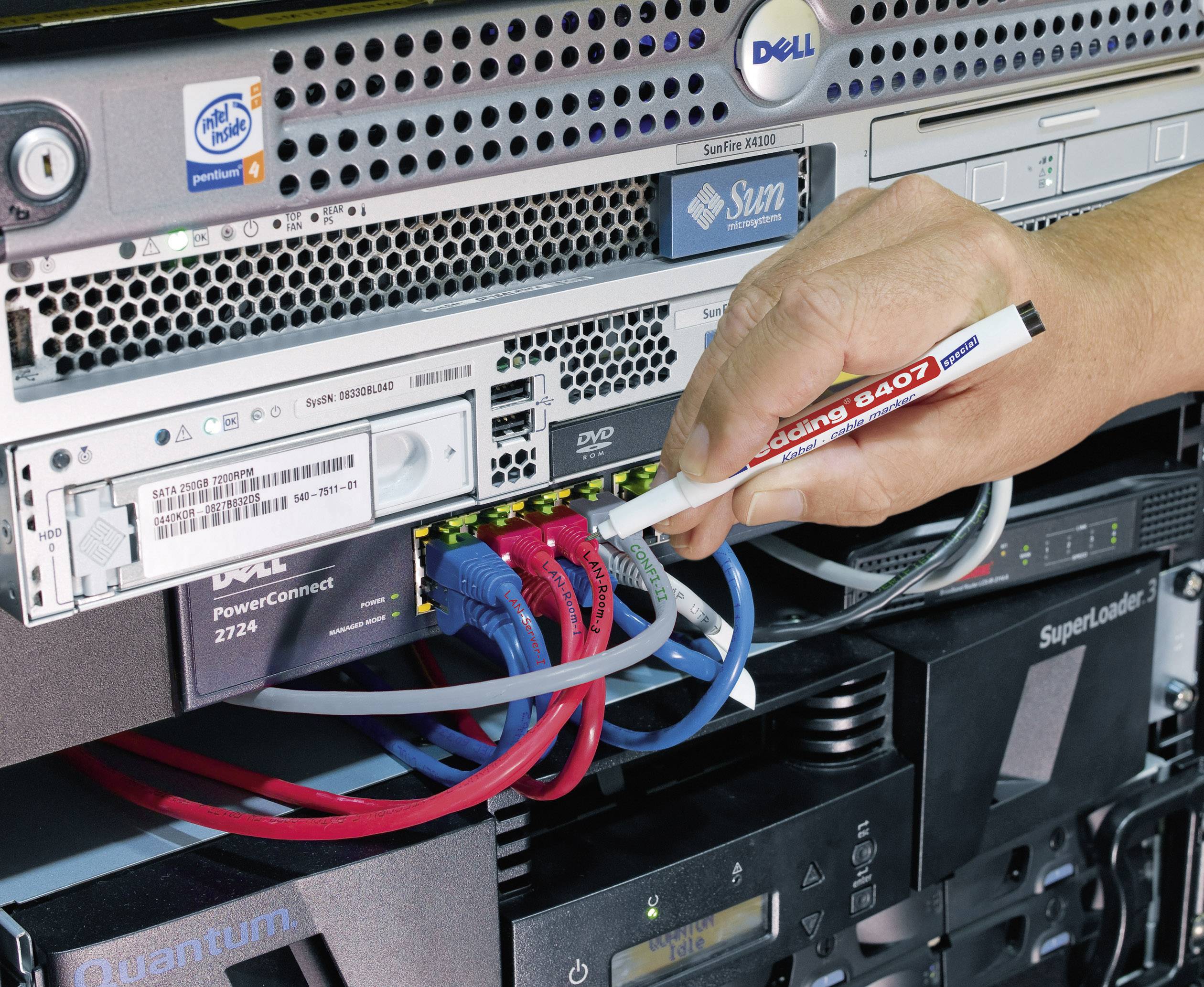 Kabelmarker-Set 8407 schwarz, rot, blau, grün edding