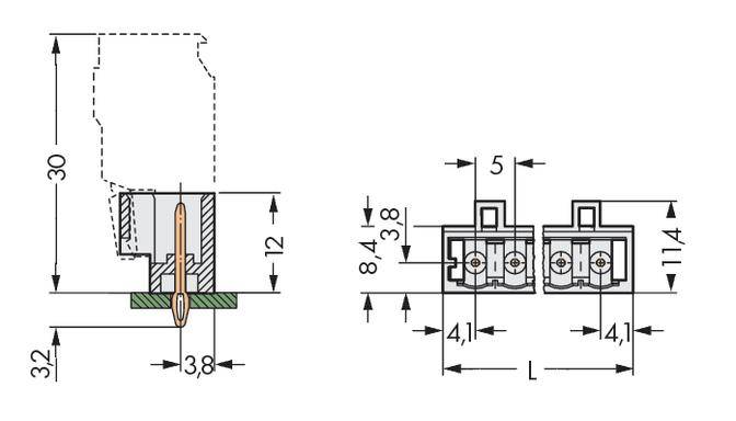 WAGO Stiftleiste (Standard) 2060 Polzahl Gesamt 4 Rastermaß: 5 mm 721-164/100-000 200 St.
