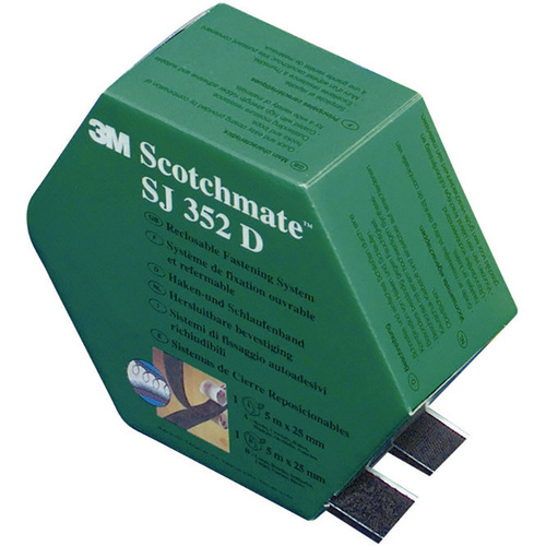 3M SJ 352D Scotchmate Klettband zum Aufkleben Haft- und Flauschteil (L x B) 5000 mm x 25.4 mm Schwa