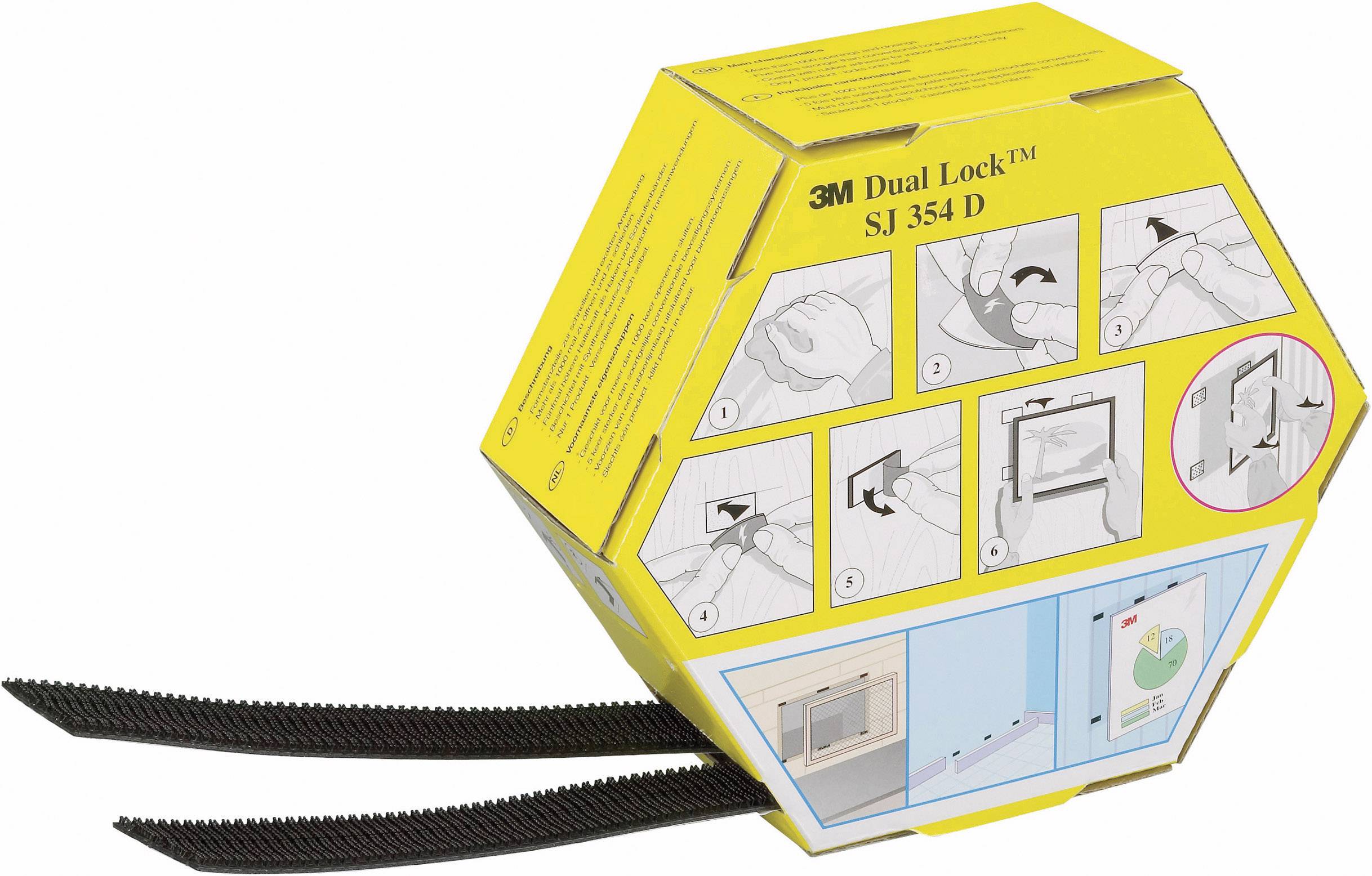 3M SJ 354D Dual Lock Klettband zum Aufkleben Haft- und Flauschteil (L x B) 5000 mm x 25.4 mm Schwarz 1 Paar