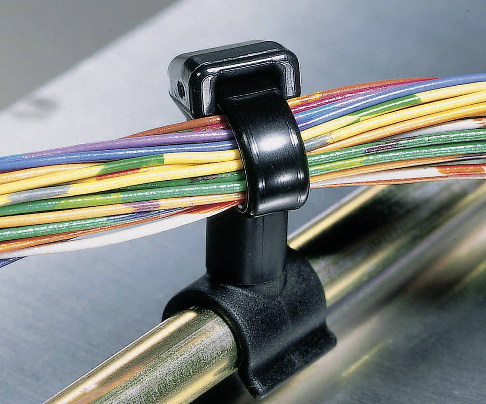 HellermannTyton 155-31202 T50SVC5-PA66HS-BK Kabelbinder 4.70mm Schwarz mit Kantenbefestigung, mit drehbarer Halterung