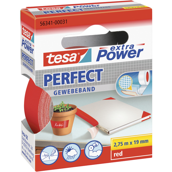 TESA PERFECT 56341-00031-03 Gewebeklebeband tesa® extra Power Rot (L x B) 2.75m x 19mm 1St.