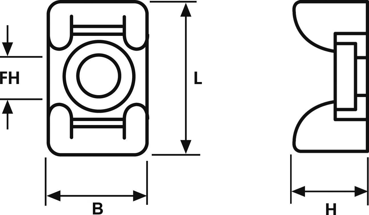 HellermannTyton KR8G5-HS-BK-C1 Befestigungssockel schraubbar 151-24850hitzestabilisiert Schwarz