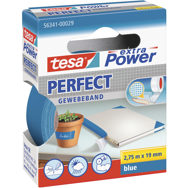 TESA PERFECT 56341-00029-03 Gewebeklebeband tesa® extra Power Blau (L x B) 2.75m x 19mm 1St.