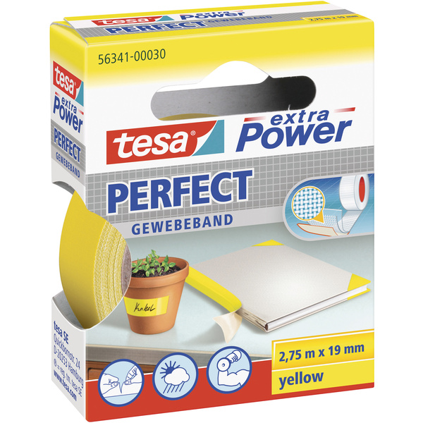 TESA PERFECT 56341-00030-03 Gewebeklebeband tesa® extra Power Gelb (L x B) 2.75m x 19mm 1St.
