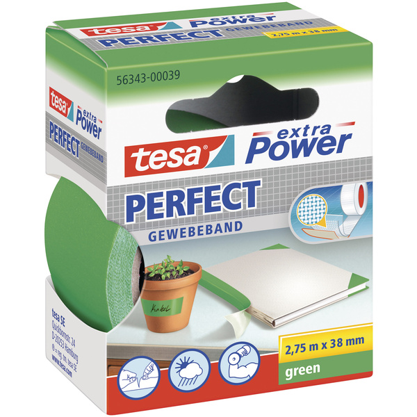TESA PERFECT 56343-00039-03 Gewebeklebeband tesa® extra Power Grün (L x B) 2.75m x 38mm 1St.