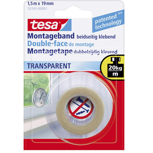 TESA 55743-00001-02 Montageband tesa® Powerbond Transparent (L x B) 1.5 m x 19 mm 1 St.