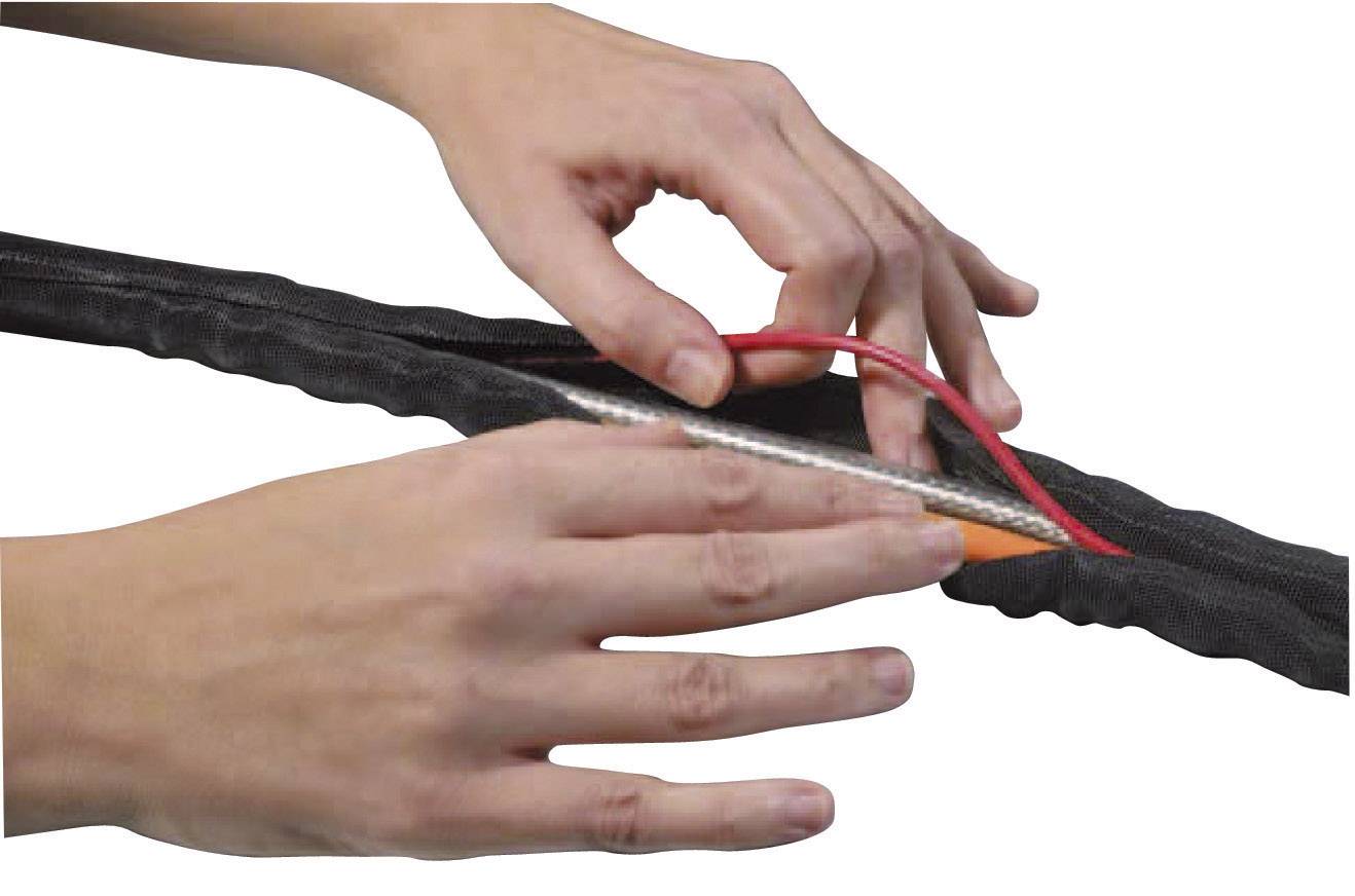 HellermannTyton 170-01108 Twist-In-FR 38 Geflechtschlauch Schwarz, Weiß Polyester 32 bis 38mm Meterware