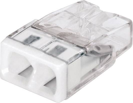 Zweiadriger transparenter Elektro-Steckverbinder für Kabelinstallation.