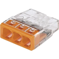 WAGO Dosenklemme starr: 0.5-2.5mm² Polzahl (num): 3 30 St. Transparent, Orange WAGO Dosenklemme starr: 0.5-2.5mm² Polzahl (num): 3 30 St. Transparent, Orange