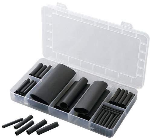 TRU Components 1566305 Schrumpfschlauchsortiment Schwarz Schrumpfrate:3:1 52 Teile