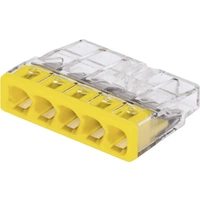 WAGO 2273-205-100 2273 Dosenklemme flexibel: - starr: 0.5-2.5mm² Polzahl: 5 100 St. Transparent, Gelb WAGO 2273-205-100 2273 Dosenklemme flexibel: - starr: 0.5-2.5mm² Polzahl: 5 100 St. Transparent, Gelb