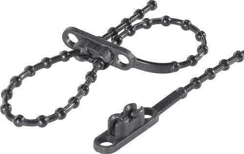 TRU Components 1592905 TC-KTVR145BK203 Knotenband 145 mm 2 mm Schwarz mit Doppelkopf 100 St.