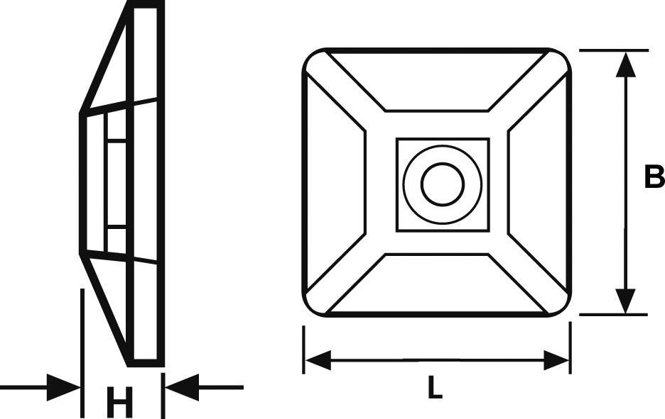 HellermannTyton MB4CA/S/-N66-NA-C1 Befestigungssockel selbstklebend, schraubbar 151-28449 4fach einfädeln, halogenfrei