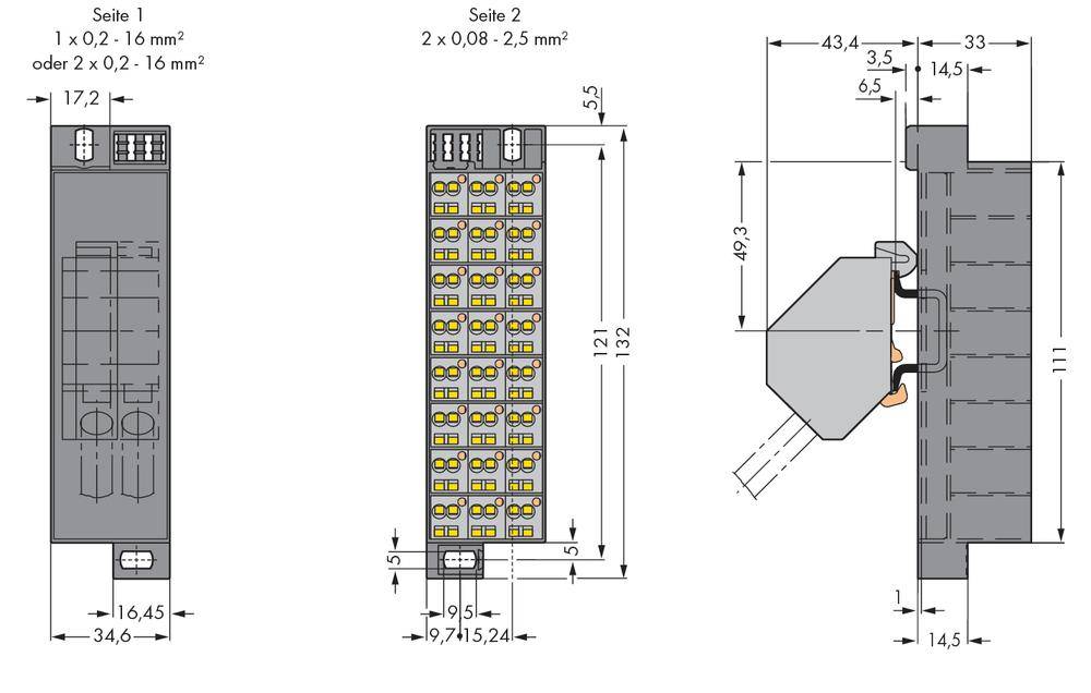 WAGO 726-652 Potenzialklemme Zugfeder Belegung: L Grau 10St.