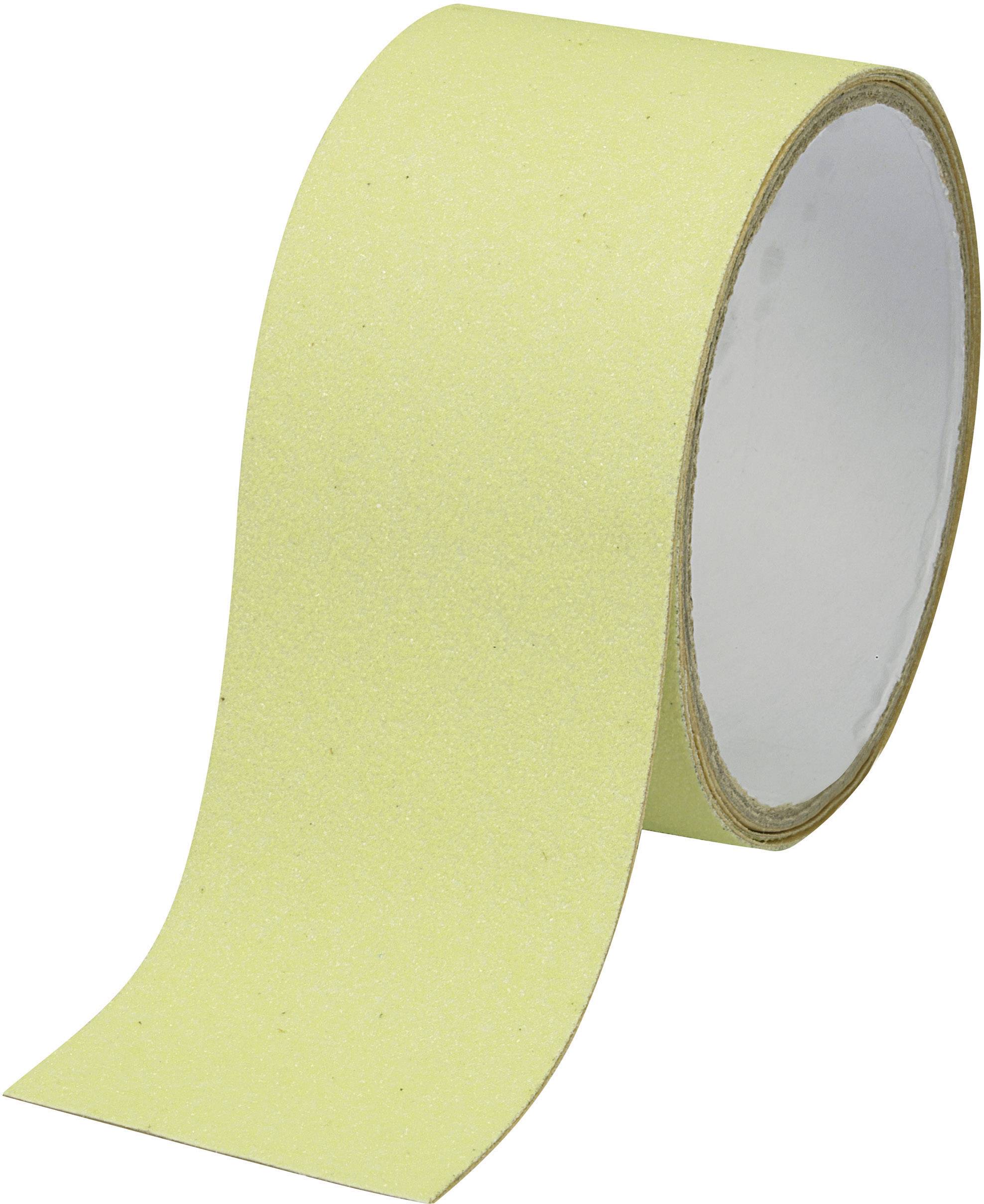 Eine Rolle gelbliches Schleifpapier, teilweise abgewickelt, auf einem weißen Hintergrund.