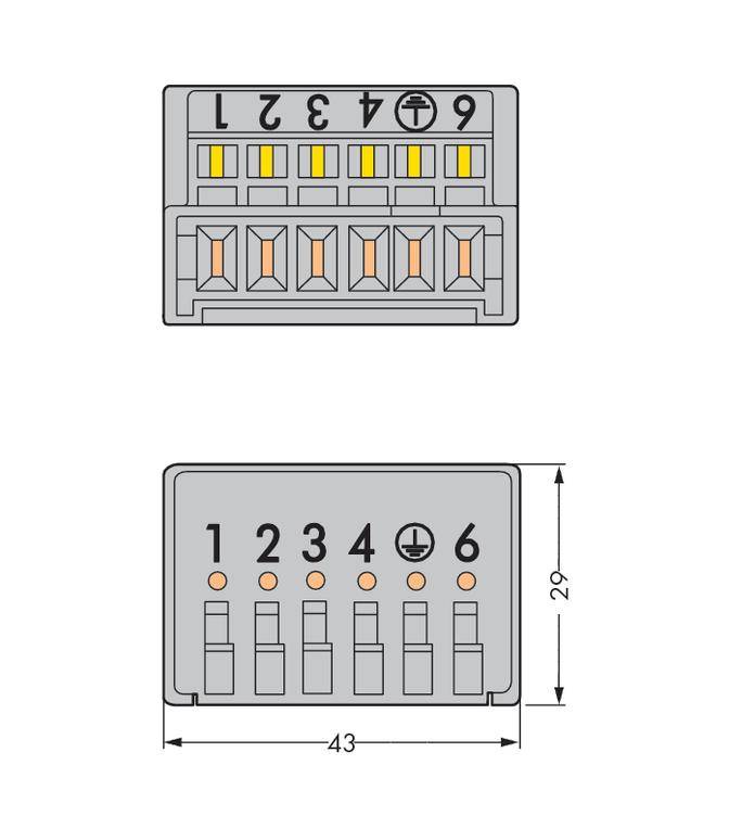 WAGO Verbindungsklemme starr: 0.75-1.5mm² Polzahl: 6 50 St. Grau
