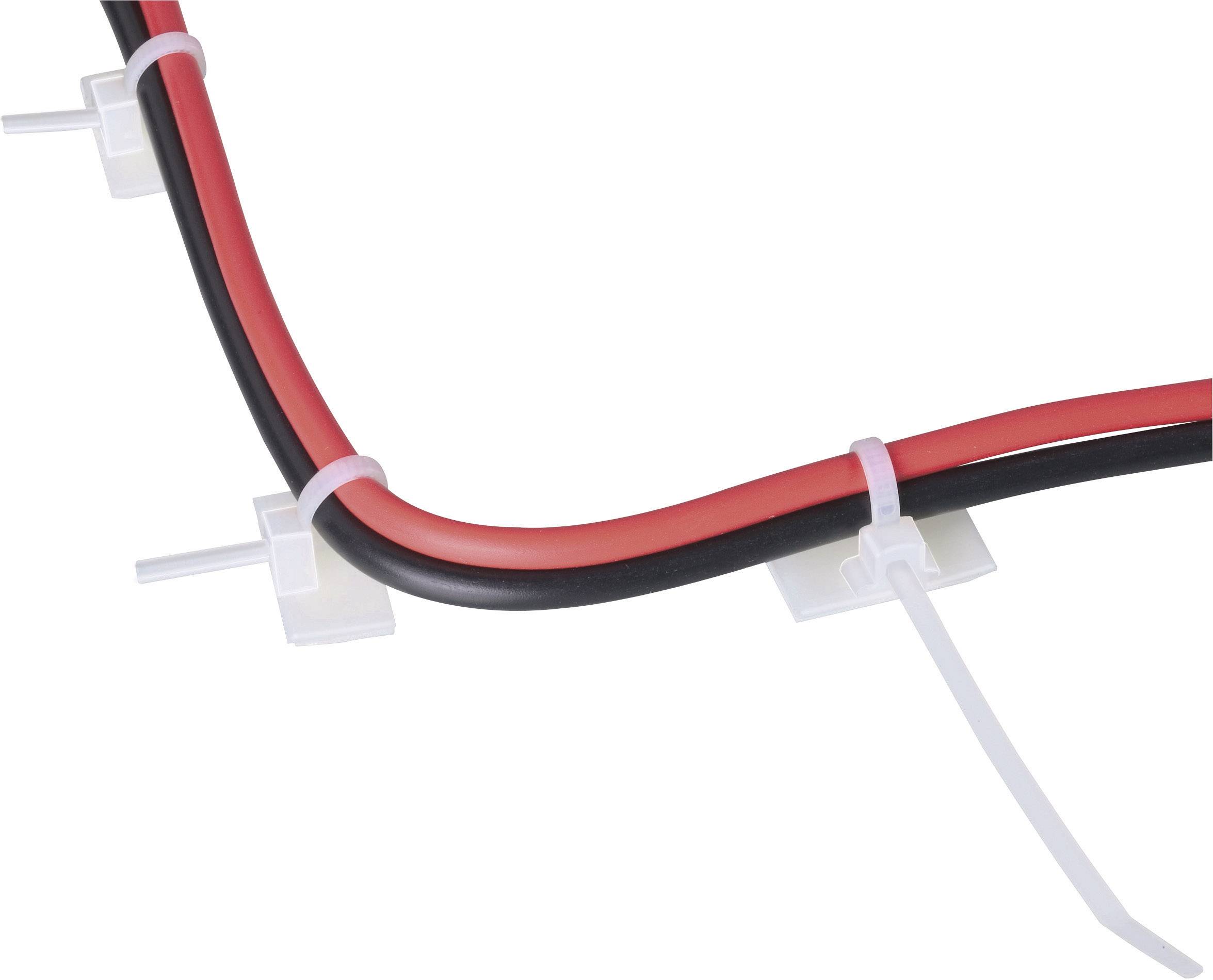 HellermannTyton 148-00001 T18RSA-PA66-NA-C1 Kabelbinder 100 mm 2.50 mm Natur mit Klebesockel 1 St.