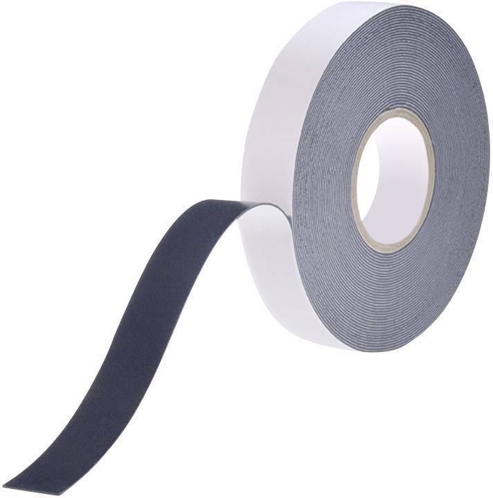 Eine Rolle schwarzes Klebeband mit abgerolltem Stück.
