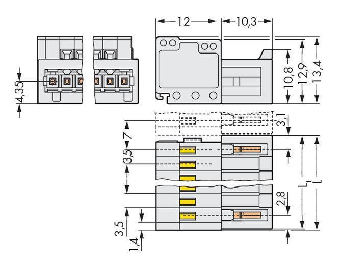WAGO Stiftleiste (Standard) 2140 Polzahl Gesamt 4 Rastermaß: 3.50mm 734-304 100St.