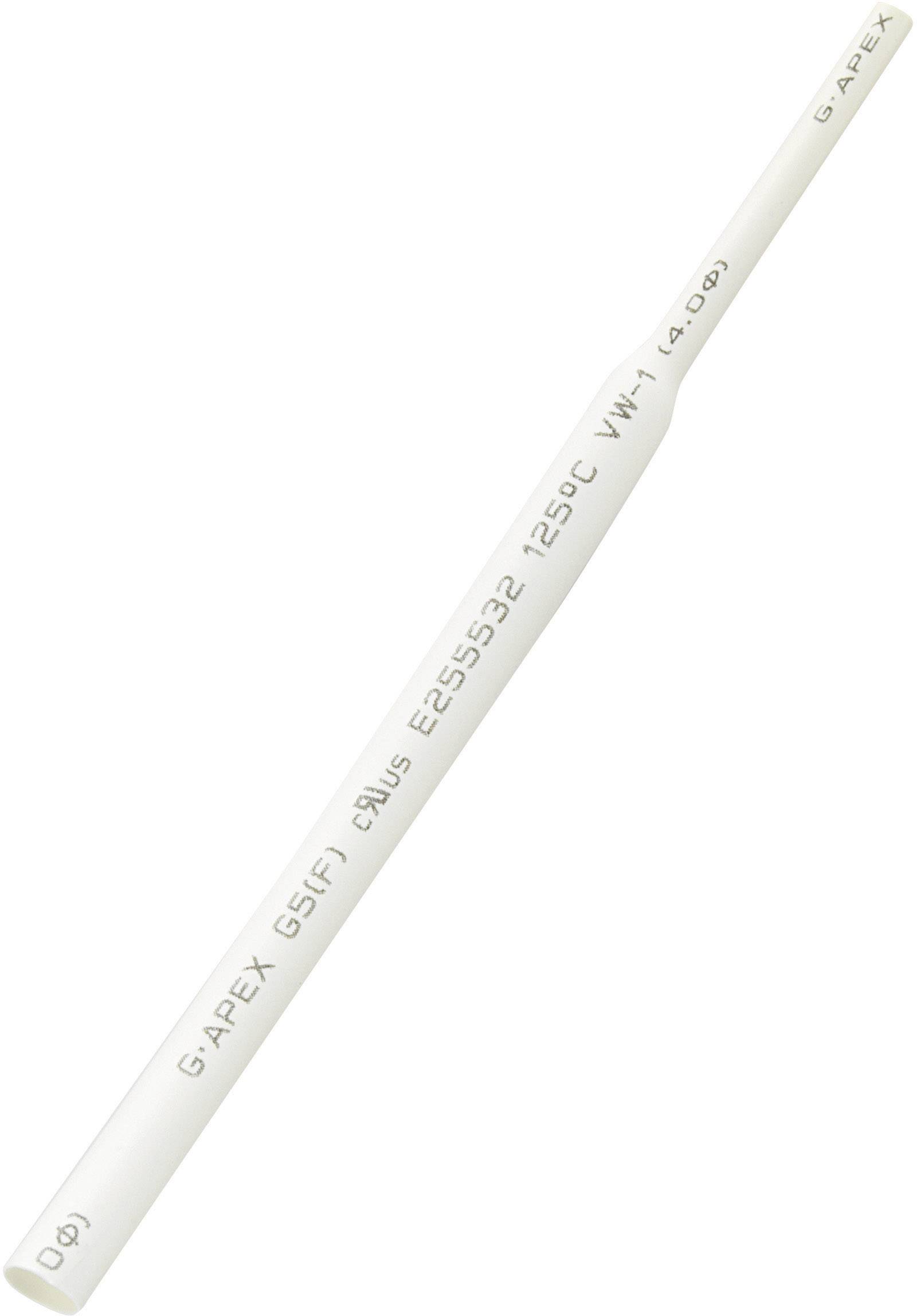 Ein weißes Kunststoffrohr mit schwarzer Beschriftung zeigt technische Spezifikationen: 'G-APEX GS5F E255312 125°C VW-1 4-09'.